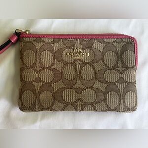 Coach Brown and Pink Signature Wristlet
